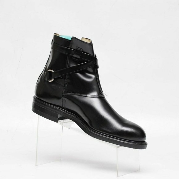 Vintage Black Leather Harness Beatle Ankle Boots Mens 10 E Made in USA Gumsole main image 11